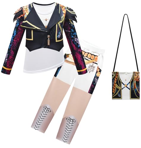 Kolegrial Mädchen Anime Dämon Jäger Kostüm Fasching Cosplay Anime Dämon Jäger Rumi Mira Zoey Dance Show Langarm Drucke Jacke und Top Hose Tasche für Kinder Karneval Halloween Party Fest Verkleidung von Kolegrial