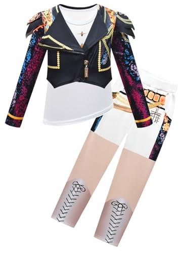 Kolegrial Mädchen Anime Dämon Jäger Kostüm Fasching Cosplay Anime Dämon Jäger Rumi Mira Zoey Dance Show Langarm Drucke Jacke und Top Hose Tasche für Kinder Karneval Halloween Party Fest Verkleidung von Kolegrial
