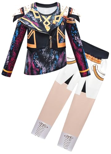 Kolegrial Mädchen Anime Dämon Jäger Kostüm Fasching Cosplay Anime Dämon Jäger Rumi Mira Zoey Dance Show Langarm Drucke Jacke und Top Hose Tasche für Kinder Karneval Halloween Party Fest Verkleidung von Kolegrial