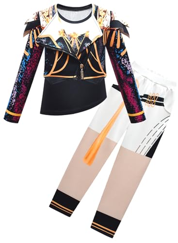 Kolegrial Mädchen Anime Dämon Jäger Kostüm Fasching Cosplay Anime Dämon Jäger Rumi Mira Zoey Dance Show Langarm Drucke Jacke und Top Hose Tasche für Kinder Karneval Halloween Party Fest Verkleidung von Kolegrial