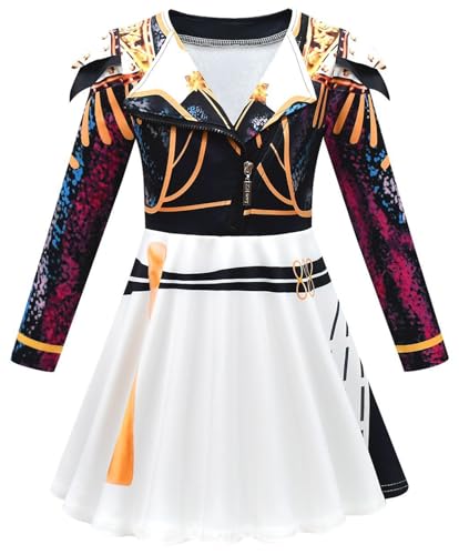 Kolegrial Mädchen Anime Dämon Jäger Kostüm Fasching Cosplay Anime Dämon Jäger Rumi Mira Zoey Dance Show Langarm Drucke Kleid und Hose Tasche für Kinder Karneval Halloween Party Fest Verkleidung von Kolegrial