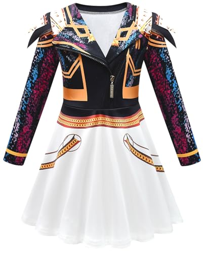 Kolegrial Mädchen KPop Demon Hunters Kostüm Fasching Cosplay KPop Demon Hunters Rumi Mira Zoey Dance Show Langarm Drucke Kleid und Hose Tasche für Kinder Karneval Halloween Party Fest Verkleidung von Kolegrial