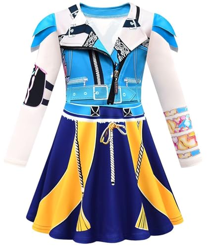Kolegrial Mädchen KPop Demon Hunters Kostüm Fasching Cosplay KPop Demon Hunters Rumi Mira Zoey Langarm Drucke Kleid und Hose Tasche für Kinder Karneval Halloween Party Fest Verkleidung von Kolegrial
