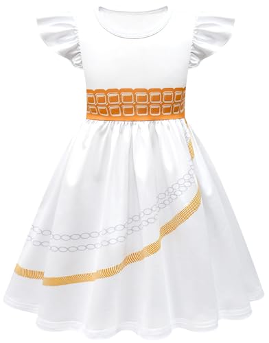 Kolegrial Mädchen Anime Dämon Jäger Kostüm Fasching Cosplay Anime Dämon Jäger Rumi Mira Zoey Show Dance Drucke Kleid und Tasche für Karneval Halloween Party Fest Verkleidung, Weiß, 3-12 Jahre von Kolegrial