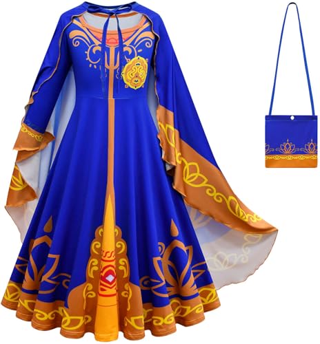 Kolegrial Mädchen Mira Kostüm Fasching Cosplay Royal Detektiv Mira Langarm Prinzessin Kleid mit Tasche und Umhang für Fancy Dress Up Karneval Halloween Party Geburtstag Maskenball Fest Verkleidung von Kolegrial