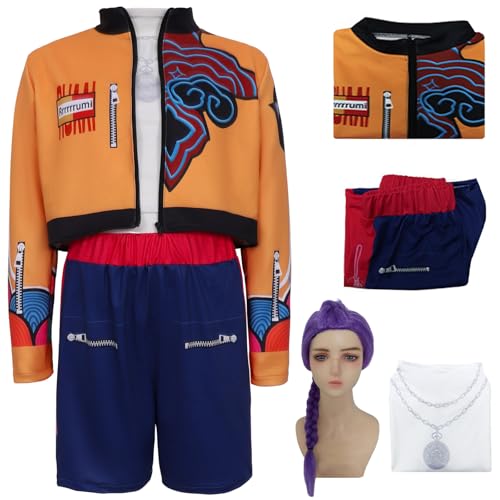 Kolegrial Mädchen Rumi Kostüm Fasching Cosplay KPop Demon Hunters Rumi Drucke Anzug Jacke Oberteil Hose und Perücke für Kinder Halloween Karneval Party Fest Verkleidung Kolegrial Mädchen Rumi Kostüm Fasching Cosplay KPop Demon Hunters Rumi Drucke Anzug Jacke Oberteil Hose und Perücke für Kinder Halloween Karneval Party Fest Verkleidung von Kolegrial