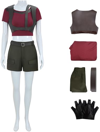 Kolegrial Martha Kostüm Damen Cosplay Brave Game Ruby Roundtree Martha Uniform Set Weste Top Hose Gürtel Handschuhe für Fancy Dress Up Karneval Halloween Party Geburtstag Maskenball Verkleidung von Kolegrial