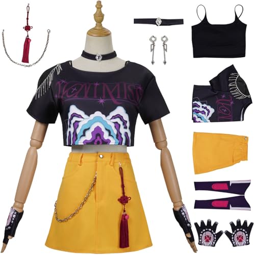 Kolegrial Mira Kostüm Damen Fasching Cosplay Anime Dämonenjäger Mira Uniform Set mit Ohrringe Halskette Handschuhe Socken für Karneval Halloween Party Maskenball Fest Verkleidung von Kolegrial