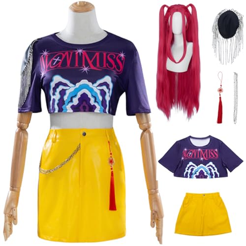 Kolegrial Mira Kostüm Damen Fasching Cosplay KPop Demon Hunters Mira Drucke Anzug Top Rock Schulterschmuck Taillenkette Anhänger und Perücke für Halloween Karneval Party Maskerade Fest Verkleidung Kolegrial Mira Kostüm Damen Fasching Cosplay KPop Demon Hunters Mira Drucke Anzug Top Rock Schulterschmuck Taillenkette Anhänger und Perücke für Halloween Karneval Party Maskerade Fest Verkleidung von Kolegrial
