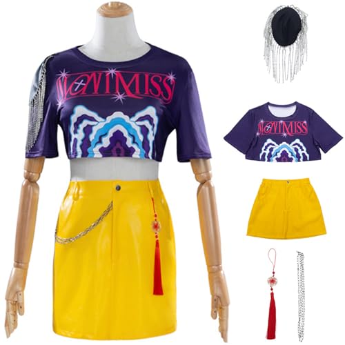 Kolegrial Mira Kostüm Damen Fasching Cosplay KPop Demon Hunters Mira Drucke Anzug Top Rock Schulterschmuck Taillenkette Anhänger und Perücke für Halloween Karneval Party Maskerade Fest Verkleidung Kolegrial Mira Kostüm Damen Fasching Cosplay KPop Demon Hunters Mira Drucke Anzug Top Rock Schulterschmuck Taillenkette Anhänger und Perücke für Halloween Karneval Party Maskerade Fest Verkleidung von Kolegrial