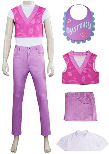 Kolegrial Mystery Kostüm Herren Fasching Cosplay Anime Dämon Boygroup Sajaboys Mystery Uniform Set Weste Top Hosen Lätzchen und Perücke für Karneval Halloween Party Maskenball Fest Verkleidung von Kolegrial