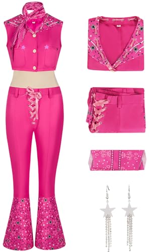 Kolegrial Rosa Doll Kostüm Damen Fasching Cosplay 70er 80er Hippie Disco Vintage Cowgirl Outfit Top Hose mit Halstuch Ohrringe für Karneval Halloween Party Geburtstag Maskenball Fest Verkleidung Kolegrial Rosa Doll Kostüm Damen Fasching Cosplay 70er 80er Hippie Disco Vintage Cowgirl Outfit Top Hose mit Halstuch Ohrringe für Karneval Halloween Party Geburtstag Maskenball Fest Verkleidung von Kolegrial