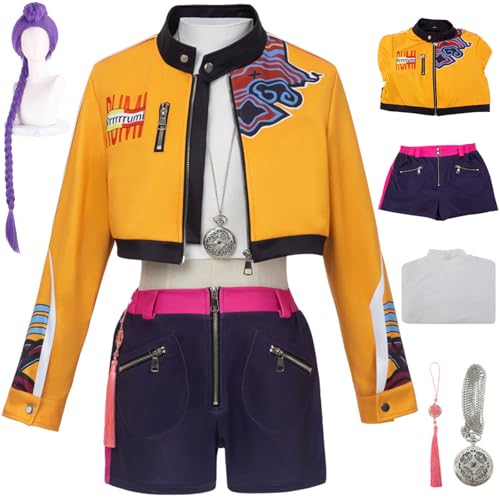 Kolegrial Rumi Kostüm Damen Fasching Cosplay KPop Demon Hunters Rumi Drucke Anzug Jacke Oberteil Hose Halskette Anhänger und Perücke für Halloween Karneval Party Geburtstag Maskerade Fest Verkleidung Kolegrial Rumi Kostüm Damen Fasching Cosplay KPop Demon Hunters Rumi Drucke Anzug Jacke Oberteil Hose Halskette Anhänger und Perücke für Halloween Karneval Party Geburtstag Maskerade Fest Verkleidung von Kolegrial
