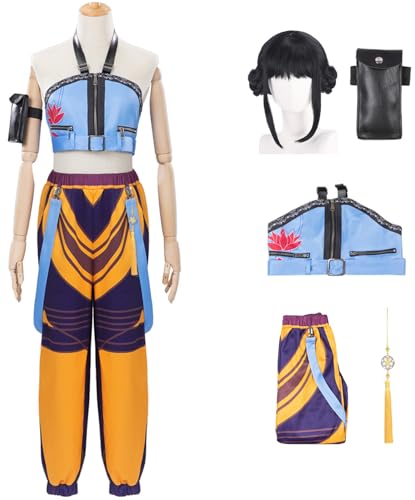 Kolegrial Zoey Kostüm Damen Fasching Cosplay KPop Demon Hunters Zoey Drucke Anzug Oberteil Hose Tasche Anhänger und Perücke für Halloween Karneval Party Geburtstag Maskerade Fest Verkleidung Kolegrial Zoey Kostüm Damen Fasching Cosplay KPop Demon Hunters Zoey Drucke Anzug Oberteil Hose Tasche Anhänger und Perücke für Halloween Karneval Party Geburtstag Maskerade Fest Verkleidung von Kolegrial