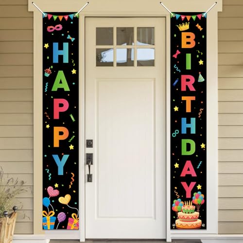 Koliphy Geburtstag Deko, Happy Birthday Banner, Geburtstag Tür Banner für Männer Frauen, Verdicken Stoff Geburtstagsbanner Dekoration für Drinnen Draußen, 180x30cm, Schwarz Bunt Koliphy Geburtstag Deko, Happy Birthday Banner, Geburtstag Tür Banner für Männer Frauen, Verdicken Stoff Geburtstagsbanner Dekoration für Drinnen Draußen, 180x30cm, Schwarz Bunt von Koliphy