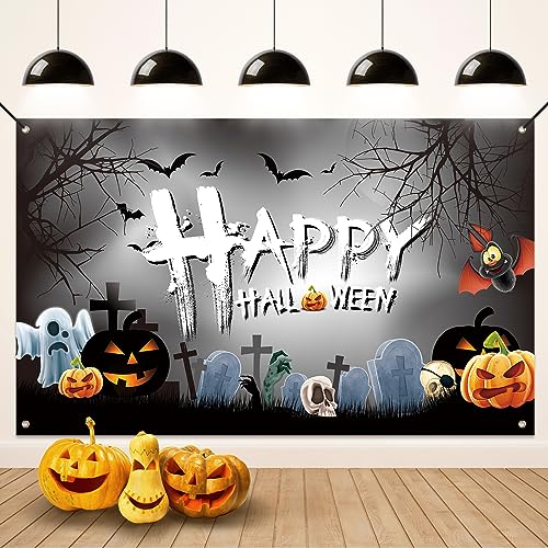 Koliphy Halloween Deko - Grau Banner Hintergrund Dekoration für Party, Ideal für Zuhause, Garten, Drinnen und Draußen von Koliphy