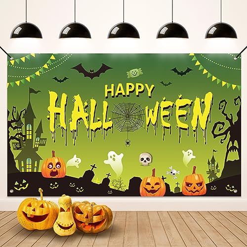 Koliphy Halloween Banner Deko Hintergrund, Happy Halloween Banner für Party Dekoration, Ideal für Zuhause, Garten, Drinnen und Draußen von Koliphy