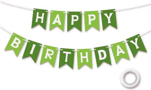 Koliphy Happy Birthday Girlande, Grün Geburtstagsdeko, Geburtstag Banner Deko für Jungen, Mädchen, Männer und Frauen（Dunkel Hell Grün Gemischte） von Koliphy
