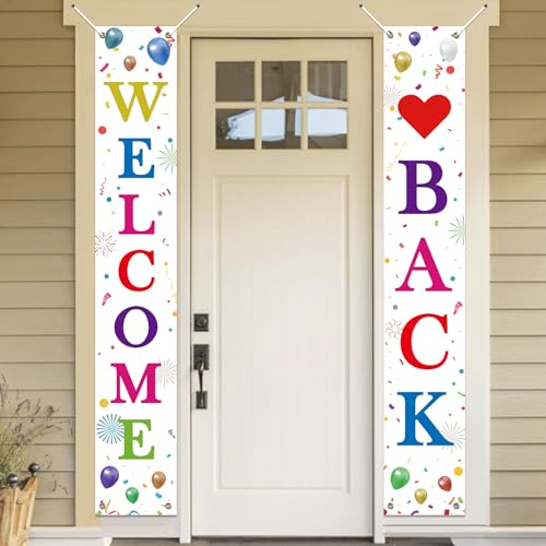 Koliphy Welcome Back Deko, Welcome Back Banner, Willkommen Zurück Banner für Familienfeiern Klassenzimmer Schule Saison Familie Partei Tür Dekoration, Weiß Bunt, 70.8 x 11.8Zoll von Koliphy