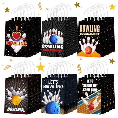 Kolldenn Bowling-Partytüten für Bowling-Partys, Geschenktüten aus Papier mit Griffen, für Bälle, Geburtstagspartys, Dekorationen, Zubehör, 24 Stück Kolldenn Bowling-Partytüten für Bowling-Partys, Geschenktüten aus Papier mit Griffen, für Bälle, Geburtstagspartys, Dekorationen, Zubehör, 24 Stück von Kolldenn