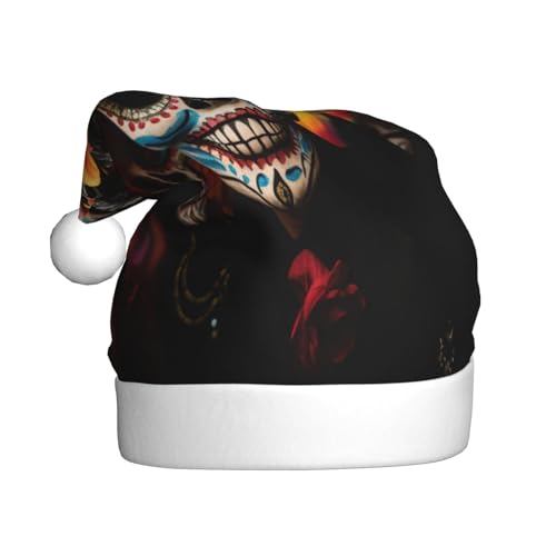 KoloQren Weihnachtsmütze mit Totenkopf-Motiv, Schwarz, Unisex, für Weihnachten und verschiedene Urlaubsaktivitäten von KoloQren