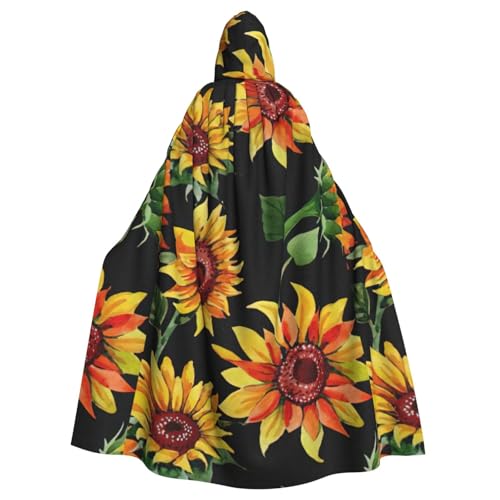 Umhang mit Kapuze und Sonnenblumen-Motiv, Uni, für Karneval, Halloween, Party, Cosplay, Kostüm, Umhang Umhang mit Kapuze und Sonnenblumen-Motiv, Uni, für Karneval, Halloween, Party, Cosplay, Kostüm, Umhang von KoloQren