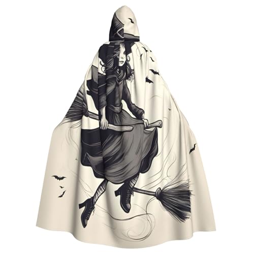 Uni Halloween Hexe fliegend 1 Druck Kapuzenumhang Karneval Halloween Party Cosplay Kostüm Umhang von KoloQren