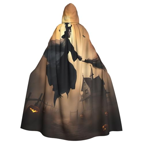 Uni Halloween Hexe fliegende 2 Druck Kapuzenumhang Karneval Halloween Party Cosplay Kostüm Umhang von KoloQren