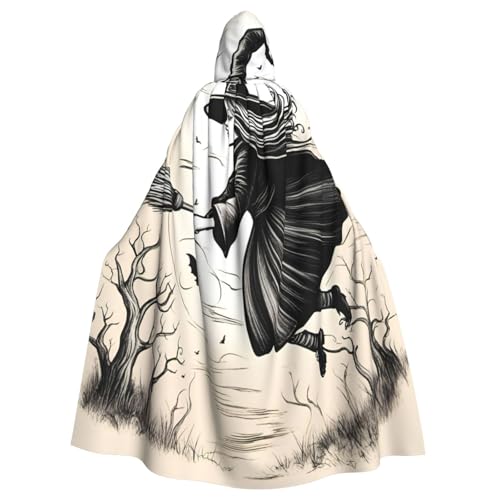 Uni Halloween Hexe fliegender Druck Kapuzenumhang Karneval Halloween Party Cosplay Kostüm Umhang von KoloQren