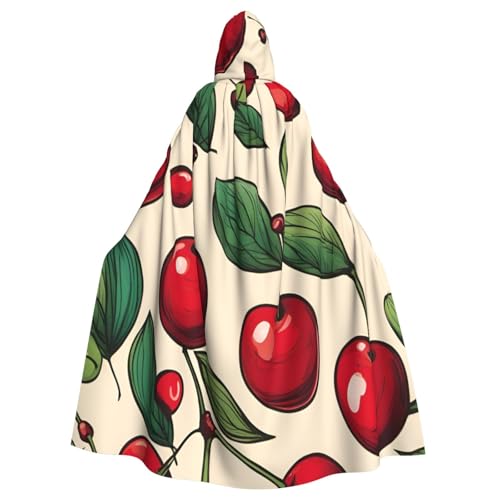 Uni Lovely Sweet Red Cherry 2 Print Hooded Cloak Carnival Halloween Party Cosplay Costume Cape von KoloQren