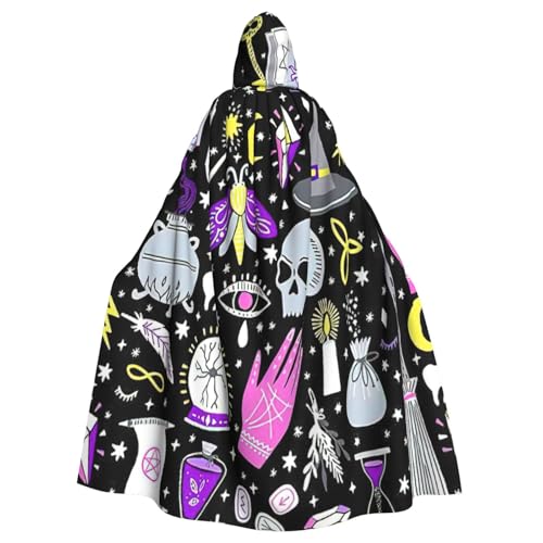 Uni Magic Witch Witchcraft Bohemian Drawing Print Hooded Cloak Carnival Halloween Party Cosplay Costume Cape von KoloQren