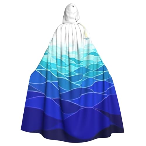 Uni Ocean Waves Segelboot mit Vögeln Maritim Druck Kapuzenumhang Karneval Halloween Party Cosplay Kostüm Umhang von KoloQren