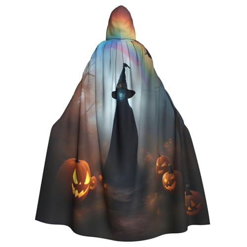 Uni Regenbogen Halloween Geist Hexenhut Spinnen Druck Kapuzenumhang Karneval Halloween Party Cosplay Kostüm Umhang von KoloQren
