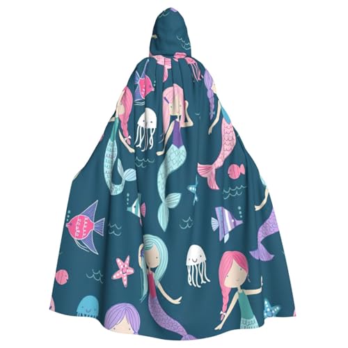 Uni Schöner Meerjungfrauen-Druck Kapuzenumhang Karneval Halloween Party Cosplay Kostüm Umhang Uni Schöner Meerjungfrauen-Druck Kapuzenumhang Karneval Halloween Party Cosplay Kostüm Umhang von KoloQren