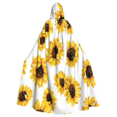 Uni Sonnenblumen-Print Kapuzenumhang Karneval Halloween Party Cosplay Kostüm Umhang von KoloQren