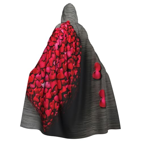 Uni Umhang mit Kapuze und fallendem roten Herzen, für Karneval, Halloween, Party, Cosplay, Kostüm, Umhang Uni Umhang mit Kapuze und fallendem roten Herzen, für Karneval, Halloween, Party, Cosplay, Kostüm, Umhang von KoloQren