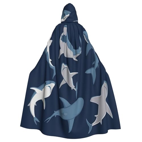 Uni blauer Cartoon-Hai-Druck, Kapuzenumhang, Karneval, Halloween, Party, Cosplay, Kostüm, Umhang Uni blauer Cartoon-Hai-Druck, Kapuzenumhang, Karneval, Halloween, Party, Cosplay, Kostüm, Umhang von KoloQren