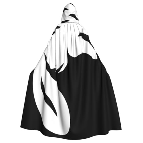 Uni schwarzer Biber-Druck Kapuzenumhang Karneval Halloween Party Cosplay Kostüm Umhang von KoloQren