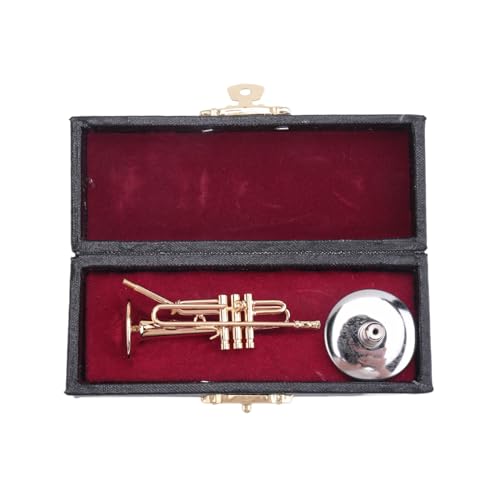 Komdndht Kupfer Miniaturtrompete mit Ständer und Etui Mini Musikinstrument Miniatur Nachbildung Modell Mini Trompete Wohnaccessoire, Einfach zu Benutzen, Langlebig Komdndht Kupfer Miniaturtrompete mit Ständer und Etui Mini Musikinstrument Miniatur Nachbildung Modell Mini Trompete Wohnaccessoire, Einfach zu Benutzen, Langlebig von Komdndht