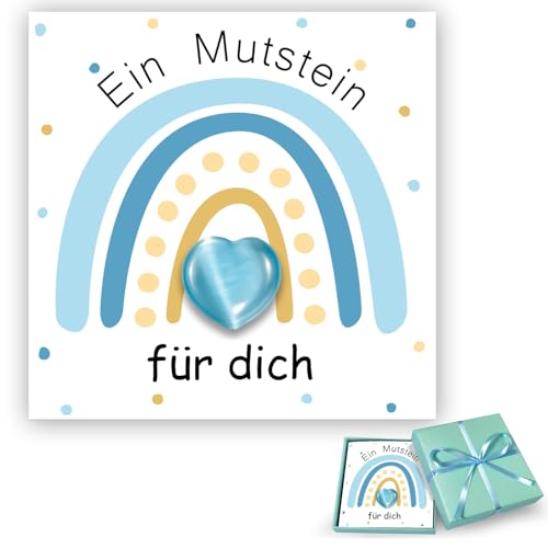 Blau Glückssteine für Kinder, EIN Mutstein für Dich, Liebes Mutstein mit Geschenkbox und Karte, Glücksbringe, Glücksbringer für Kinder Taufe, Geburtstag, Einschulungsgeschenk Blau Glückssteine für Kinder, EIN Mutstein für Dich, Liebes Mutstein mit Geschenkbox und Karte, Glücksbringe, Glücksbringer für Kinder Taufe, Geburtstag, Einschulungsgeschenk von Komergave