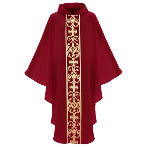 Komiseup Klerus Priester Römische Celebrant Taufen Kostüm Vestment Messgewand Erwachsenen Kirche Katholisch Vater Masse Gewänder Robe Mittelalter Mönch Priester Halloween Cosplay Full Set 10 von Komiseup
