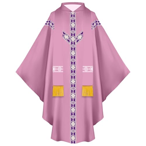 Komiseup Klerus Priester Römische Celebrant Taufen Kostüm Vestment Messgewand Erwachsenen Kirche Katholisch Vater Masse Gewänder Robe Mittelalter Mönch Priester Halloween Cosplay Full Set 11 von Komiseup