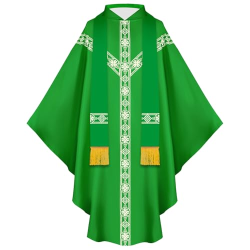 Komiseup Klerus Priester Römische Celebrant Taufen Kostüm Vestment Messgewand Erwachsenen Kirche Katholisch Vater Masse Gewänder Robe Mittelalter Mönch Priester Halloween Cosplay Full Set 11 von Komiseup