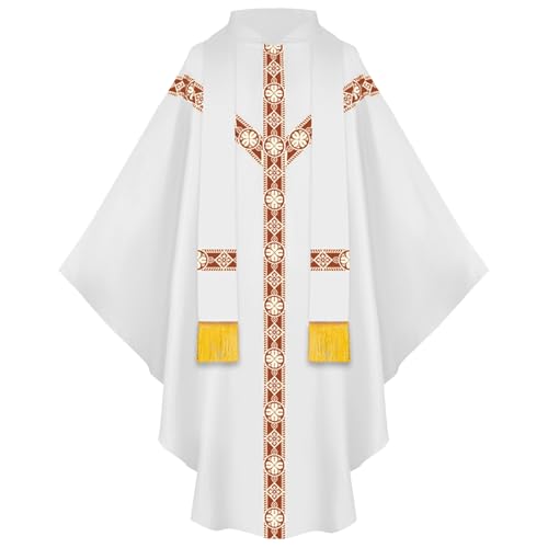 Komiseup Klerus Priester Römische Celebrant Taufen Kostüm Vestment Messgewand Erwachsenen Kirche Katholisch Vater Masse Gewänder Robe Mittelalter Mönch Priester Halloween Cosplay Full Set 11 von Komiseup