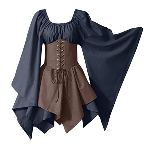 KonJim Halloween Steampunk für Damen, Mittelalter-Kostüm, Trompetenärmel, irisches Hemdkleid mit Korsett, Steampunk, Camisole Gothic, Renaissance, Steampunk, Camisole Kleid, braun, L KonJim Halloween Steampunk für Damen, Mittelalter-Kostüm, Trompetenärmel, irisches Hemdkleid mit Korsett, Steampunk, Camisole Gothic, Renaissance, Steampunk, Camisole Kleid, braun, L von KonJim