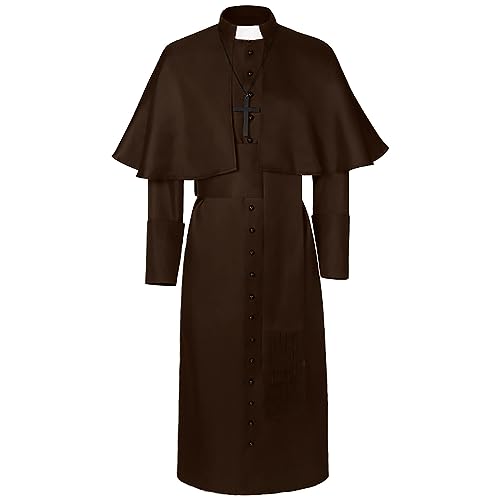 KonJim Herren Priesterkostüm, mittelalterlicher Bruder, einreihig, lange Robe, Klerus, Pastor, Soutock, Priester, Halloween-Kostüm mit Vater, Robe, weiße Stola, Kunststoff, Mönch, A-Linie, KonJim Herren Priesterkostüm, mittelalterlicher Bruder, einreihig, lange Robe, Klerus, Pastor, Soutock, Priester, Halloween-Kostüm mit Vater, Robe, weiße Stola, Kunststoff, Mönch, A-Linie, von KonJim