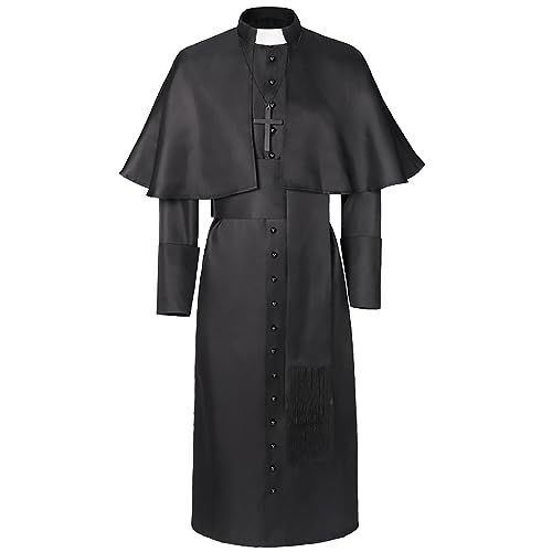 KonJim Herren Priesterkostüm, mittelalterlicher Bruder, einreihig, lange Robe, Klerus, Pastor, Soutock, Priester, Halloween-Kostüm mit Vater, Robe, weiße Stola, Kunststoff, Mönch, A-Linie, KonJim Herren Priesterkostüm, mittelalterlicher Bruder, einreihig, lange Robe, Klerus, Pastor, Soutock, Priester, Halloween-Kostüm mit Vater, Robe, weiße Stola, Kunststoff, Mönch, A-Linie, von KonJim