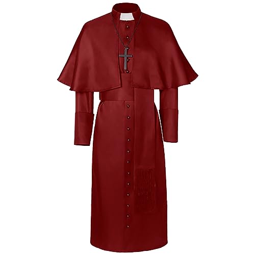 KonJim Herren Priesterkostüm, mittelalterlicher Bruder, einreihig, lange Robe, Klerus, Pastor, Soutock, Priester, Halloween-Kostüm mit Vater, Robe, weiße Stola, Kunststoff, Mönch, A-Linie, KonJim Herren Priesterkostüm, mittelalterlicher Bruder, einreihig, lange Robe, Klerus, Pastor, Soutock, Priester, Halloween-Kostüm mit Vater, Robe, weiße Stola, Kunststoff, Mönch, A-Linie, von KonJim