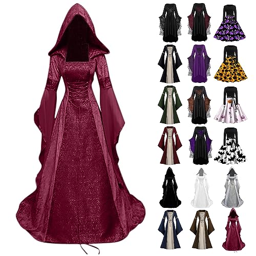 KonJim Mittelalterliches Renaissance-Kleid für Damen, irisches Retro-Kleid, langes Kleid, Halloween-Kostüme, Steampunk, Gothic-Kleid, Mittelalterkleid, Kostüm, 1950er-Jahre, Retro, Vintage, KonJim Mittelalterliches Renaissance-Kleid für Damen, irisches Retro-Kleid, langes Kleid, Halloween-Kostüme, Steampunk, Gothic-Kleid, Mittelalterkleid, Kostüm, 1950er-Jahre, Retro, Vintage, von KonJim