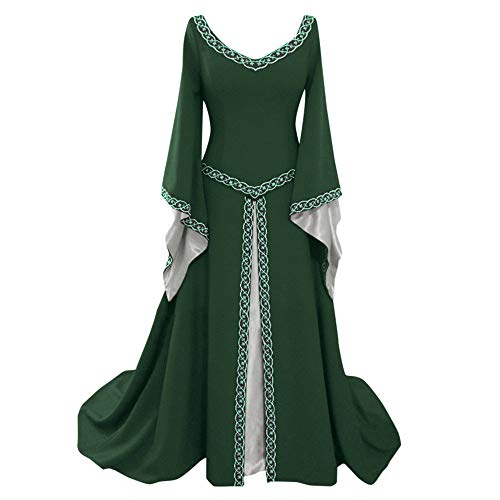 KonJim Renaissance-Gothic-Kleid für Damen, Trompetenärmel, Piratenkleid, Bauernkleid, Mittelalter-Kostüm, Renaissance-Kostüm, Mittelalter-Kostüm, Kleid, Schnürung, irisches Kleid, grün, 38 KonJim Renaissance-Gothic-Kleid für Damen, Trompetenärmel, Piratenkleid, Bauernkleid, Mittelalter-Kostüm, Renaissance-Kostüm, Mittelalter-Kostüm, Kleid, Schnürung, irisches Kleid, grün, 38 von KonJim